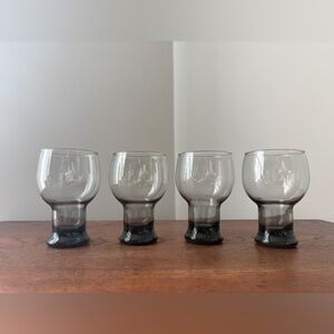 4 Vintage Federal Glass Sundown Smoke Black Stacking Glasses